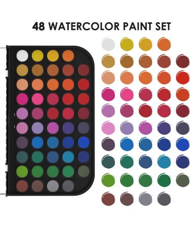 Funto Watercolor Set - 48 Color Paint with Brushes, Water Brush Pens, Pad, Tape, Sponge, Palette - Painting Kit for Kids, Adults, Beginners - Buy Online on SooperMarket.com