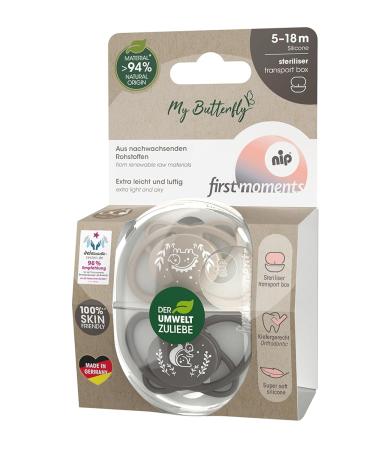Nip Schnuller My Butterfly - Sustainable Silicone Pacifier for Infants (5-18 Months) - Eco-Friendly Lightweight Jaw-Friendly Brown Size 2 - Buy Online on SooperMarket.com