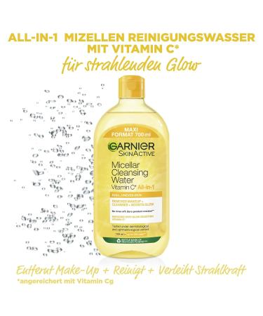 Garnier Micellar Water with Vitamin C - Gentle Makeup Remover & Radiant Skin - Skinactive All-in-One 700ml (1 Pack) - Buy Online on SooperMarket.com
