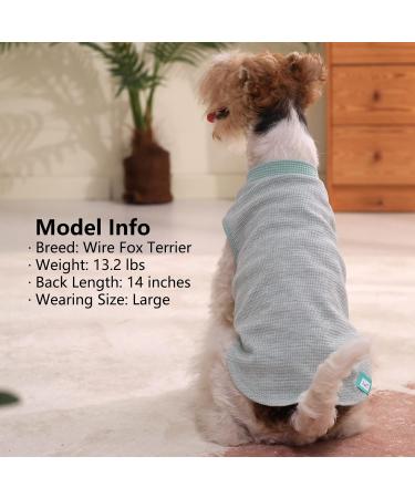 KYEESE 2Pack Small Dog Shirts | Soft Stretchy Waffle Fabric | Lightweight & Breathable Cat Shirt | Sleeveless Dog Vest | Green+Grey | S-Chest(14) - 2Pack - Buy Online on SooperMarket.com