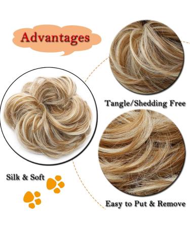 Sandy Brown to Bleach Blonde Messy Updo Hairpiece Scrunchie - Curly Hair Bun Extension - Buy Online on SooperMarket.com