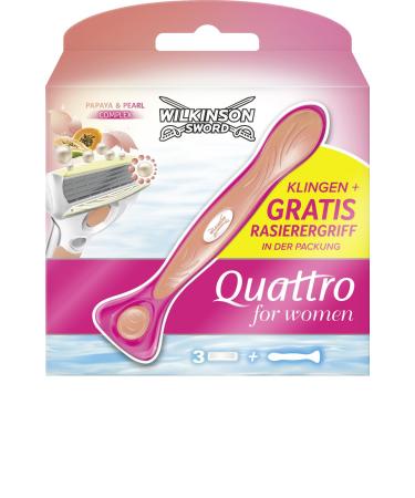 Wilkinson Quattro for Women 3 blades + razor handle Papaya & Pearl Complex