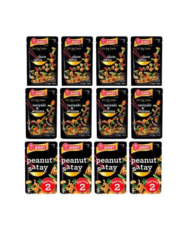 Amoy Stir Fry Sauces Terriyaki Satay Chow Mein Bundle of 12 x 120g