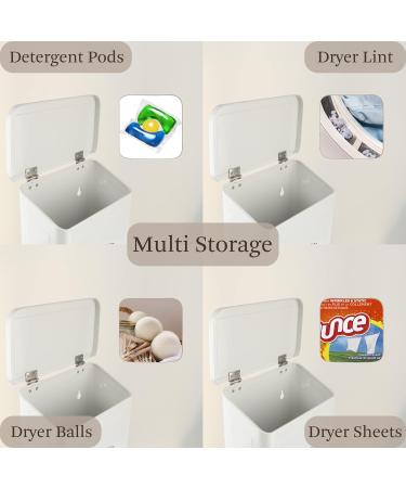 Magnetic Lint Bin for Laundry Room | Metal Trash Can with Lid | Farmhouse Lint Holder & Dryer Lint Brush - Stylish Storage Decor - Buy Online on SooperMarket.com