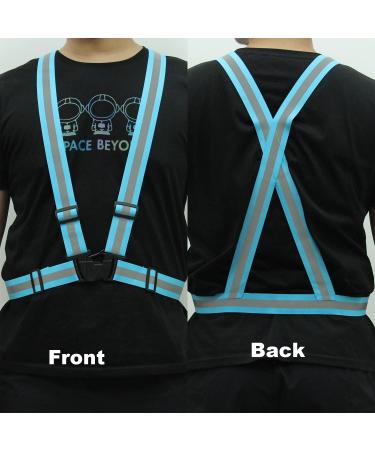 Reflective Running Vest for Women and Men | Adjustable & Lightweight | Highly Visible Safety Vest for Night Running, Jogging, Cycling, and Dog Walking - Blue - Buy Online on SooperMarket.com