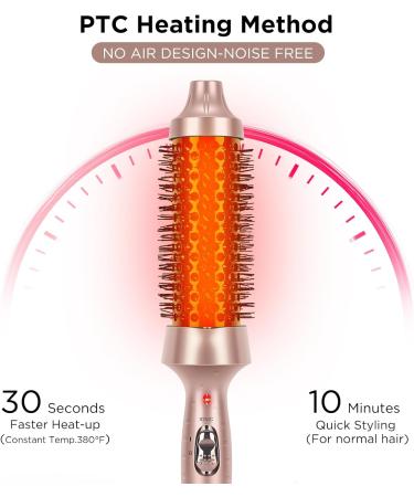 Aima Beauty Heated Round Brush - 1.3"/35mm Ionic Straightening & Curling Brush for Smooth Shiny Hair - Fast Heating Dual Voltage Auto Shut Off - Buy Online on SooperMarket.com