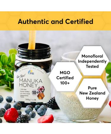 PRI Manuka Honey MGO 100+ | 500g Raw Monofloral New Zealand Honey - Buy Online on SooperMarket.com