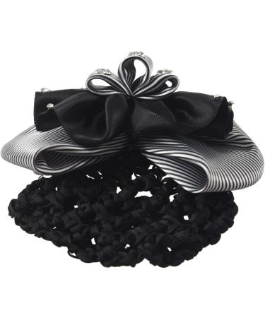 Lodokdre Faux Rhinestone Decor Ruched Bow Hair Snood Net Bun Cover White Black - Buy Online on SooperMarket.com