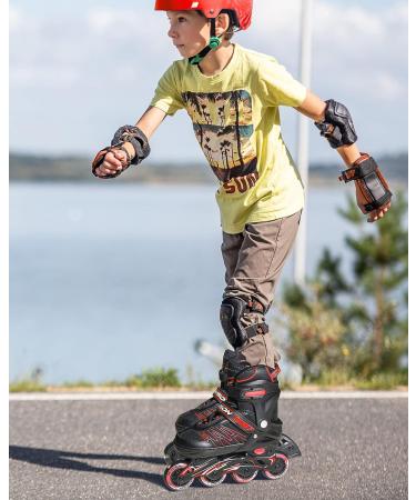 Illuminating Adjustable Inline Skates for Kids & Adults | All-Wheel Glow Roller Skates - Red - Buy Online on SooperMarket.com