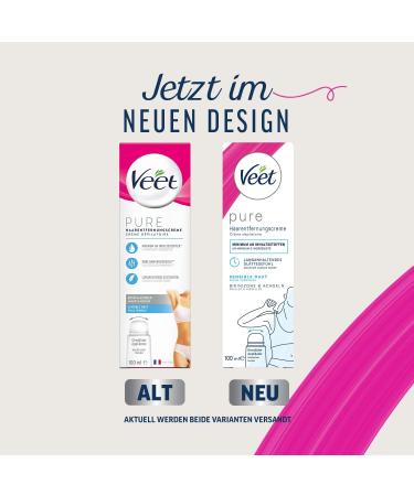 Veet Pure Hair Removal Cream for Sensitive Skin - 100ml Tube with Arched Applicator & Spatula - Ideal for Bikini & Armpits - Fast International Shipping - Buy Online on SooperMarket.com