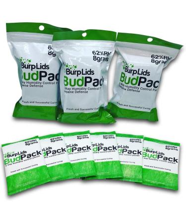 Burp Lids Bud Pack | 62% RH 2-Way Humidity Control | Size 8g | 1 Ounce Flower Protection | 12-Count Resealable Bag - Buy Online on SooperMarket.com