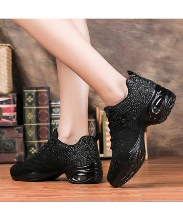 Buy Jazz Shoes for Women - Lace Up Dance Sneakers with Split Sole & Air Cushion - Modern Platform Shoes - Size 37 EU - Black - Buy Online on SooperMarket.com