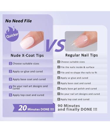 XS Short Square Gel Nail Tips - Pre Colored Milky White Soft Gel Nail Tips | Natural Press-On Nails | XCOATTIPS Pre Applied Primer - Buy Online on SooperMarket.com