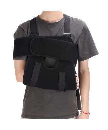 Arm Sling Shoulder Immobilizer, Rotator Cuff Support Brace Adjustable Comfortable Shoulder Arm Immobilizer Sling Swathe Breathable Shoulder Support Brace for Injured Arm Hand Elbow Black