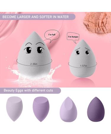 Makeup Sponge Blender 4 Pcs Beauty Blender Foundation Sponges Set with 1 Sponge Holder Case Professional Non Latex Beauty Applicator Set for Cream Liquid and Powder (Purple) - Buy Online on SooperMarket.com