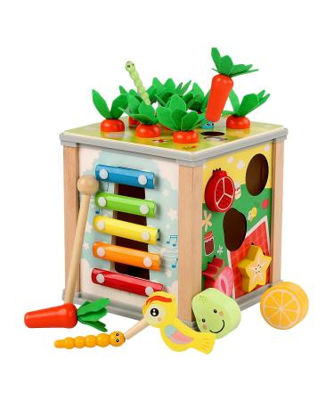 Mingnor motor cubes Montessori wooden toys from 1 year baby large activity center baby 12 months + toddlers Montessori educational toys for small children birthday gifts for baby from 1 year in 1 in 1