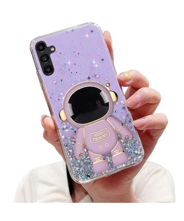 Tivenfezk Nadoli for Samsung Galaxy A14 4G astronaut Hidden Stander Shell caricature glitter stand soft silicone bling transparent protective cover samsung galaxy a14 4g purple