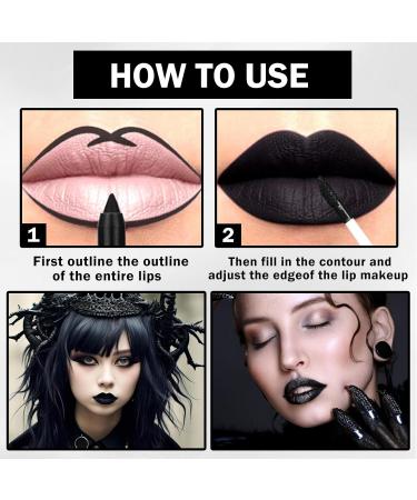 Buy Black Lipstick & Lip Liner Set | Matte Long-Lasting Black Stain for Halloween & Goth Makeup - 2PCS - Buy Online on SooperMarket.com