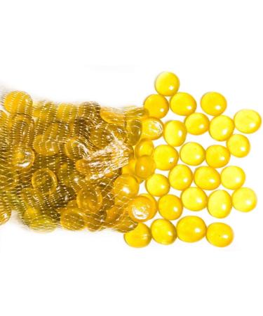 ARSUK Decorative Glass Pebbles Yellow Color Stones Beads Rounded Gems Flat Marble Vase Filler Fire Artificial Crystal Gemstones for Aquarium Mosaic Tiles Vases Craft Garden Flowerpot (70-80pcs) 70-80 yellow pebbles