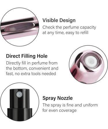Saiveina 5ml Mini Perfume Atomizer Bottles - Refillable Spray Pump Case for Travel (4 Pack) - Pink, Silver, Gold, Black - Buy Online on SooperMarket.com