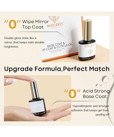 Modelones 15ml Gel Base and Top Coat Set with Cuticle Oil - Nail Treatment Trio - Buy Online on SooperMarket.com