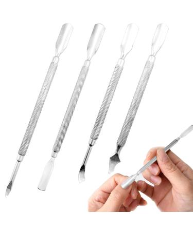 4 Styles Cuticle Pusher Set Stainless Steel Trimmer Nail Cuticle Remover Kit Dead Skin Cuticle Pusher Manicure Tool for Fingernails and Toenails