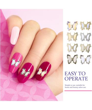 KALLORY 40 Pieces Butterfly Nail Charms Metal Crystal Nail Art Studs Butterflies Nails Decoration for DIY - Buy Online on SooperMarket.com