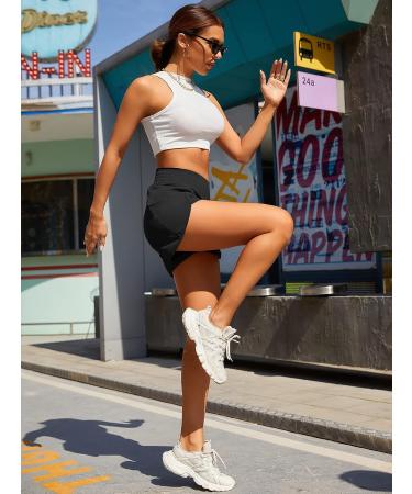 BMJL Women's High Waisted Running Shorts with Pocket - Black, Medium - Buy Online on SooperMarket.com