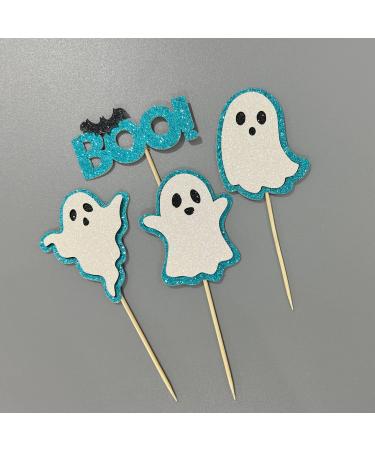 24 x Sparkly Halloween Cupcake Topper Halloween Cake Decoration Halloween Ghost Cupcake Toppers for Halloween Cake Decoration Halloween Party Accessories (Blue) - Buy Online on SooperMarket.com