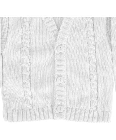 Baby Boys Winter Knitted Cardigan | Cable Knit Knitwear | Made in Portugal | White 12-18 Months - Buy Online on SooperMarket.com