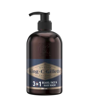 King C. Gillette Beard Shampoo & Face Wash 350 ml with Coconut Water Argan Oil & Avocado Oil Helps Beard Growth