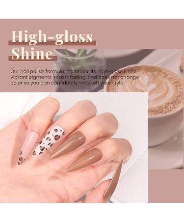 Beetles Coffee Cafe Collection Gel Nail Polish Set - Autumn Winter Neutral Beige Mauve Colors - Manicure Kit with LED Lamp - Soak Off Gel Gifts - Buy Online on SooperMarket.com