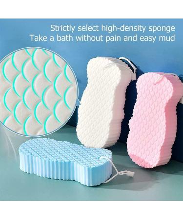 WYSHAK Exfoliating Bath Sponge with Dead Skin Remover - Skin Friendly and Reusable for Adults & Children (Blue+Pink) | Includes 2 Free Hooks - Buy Online on SooperMarket.com