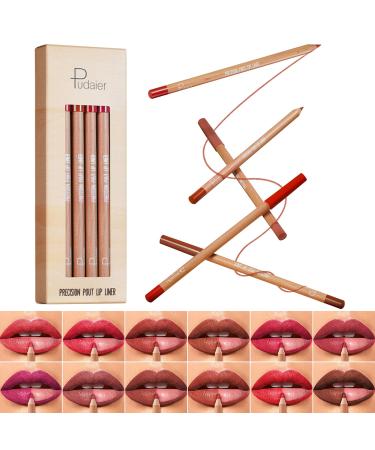 Creamy Lip Liner Pen Set 12 Colors Matte Finish Series Lip Liners Kit for Women Long Lasting Waterproof Smooth High Pigmented Lip Makeup Pencil for Daily (Set A) Set A 12