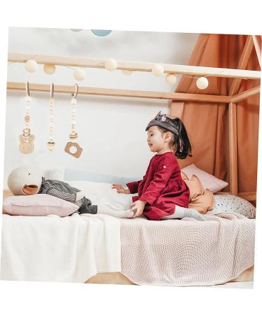 JEWEDECO 3pcs Gym Pendant Wooden Toys for Babies | Natural Home Decor & Infant Stroller Toy | Baby Fitness Rack Pendants with Wooden Bead Mobile - Buy Online on SooperMarket.com