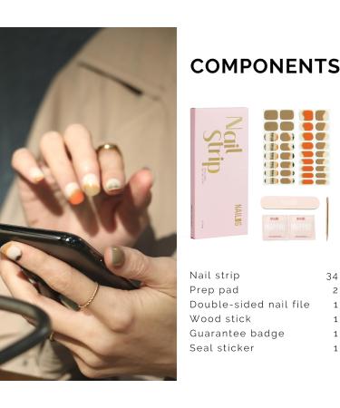 NAILOG Semi Cured Gel Nail Strips 34 pcs Salon-Quality Gel Nail Stickers Long Lasting Nail Wraps for Women with Soft Gel Finish (Evoking) - Buy Online on SooperMarket.com