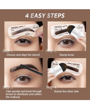 Double Eyebrow Stamp Kit | 10 Eyebrow Stencils for Perfect Shaping | Natural & Dark Brown Makeup Set - Buy Online on SooperMarket.com