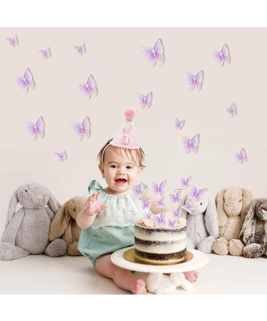 66 Pack Purple Gold Butterfly Cupcake Toppers for Wedding & Birthday Party Decor - Buy Online on SooperMarket.com