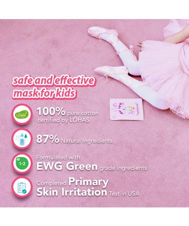 Peach Ballerina Kids Face Mask Sheet | 100% Cotton Facial Mask for Children (5pcs) - Buy Online on SooperMarket.com