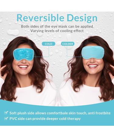MIVORA Cooling Gel Mask for Puffy Eyes - Hot Cold Therapy for Migraine, Dark Circles, Sinus Pain - Reusable, Light Blue - Buy Online on SooperMarket.com