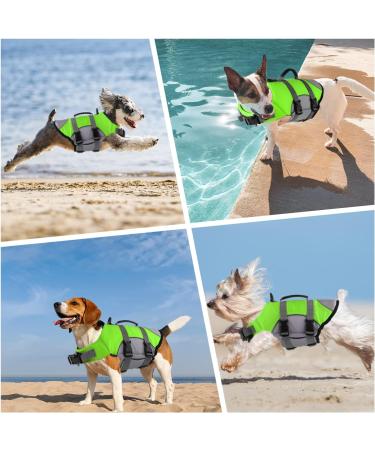 MKLHGTY Reflective Dog Life Jacket - Adjustable with Rescue Handle - Ripstop Pet Safety Vest for Swimming & Boating - Green - XS - Buy Online on SooperMarket.com