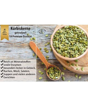Peeled Green Pumpkin Seeds - Premium Quality Unsalted Vegan Natural & Healthy - 500g Fresh Bag | Rich in Arginine & Low Calorie - Buy Online on SooperMarket.com