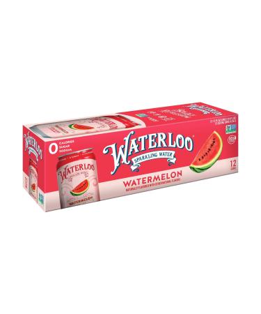 Waterloo Sparkling Water, Watermelon Naturally Flavored, 12 Fl Oz Cans, Pack of 12 | Zero Calories | Zero Sugar or Artificial Sweeteners | Zero Sodium