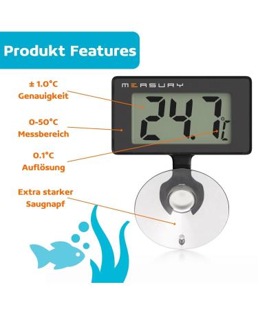 Measury Waterproof Digital Aquarium Thermometer TM10 - Accurate Temperature Control for Freshwater & Seawater | International Shipping Available - Buy Online on SooperMarket.com