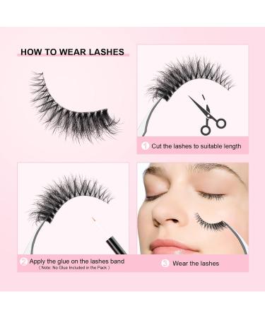 Glowing Win Cat Eye False Eyelashes - 7 Pairs Faux Mink Fluffy Lashes for Natural Look | Reusable Handmade Wispy Fake Lashes - M50 - Buy Online on SooperMarket.com