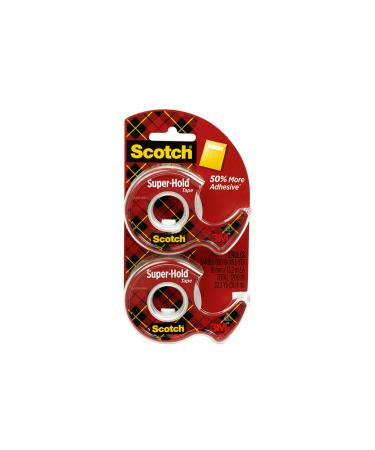 Scotch Super-Hold Tape  2 Rolls  Transparent Finish  50% More Adhesive  Trusted Favorite  3/4 x 600 Inches  Dispensered (198DM-2)