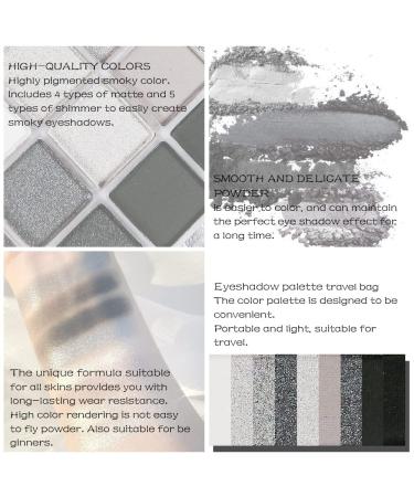 KARNAR Smokey Eye Eyeshadow Palette - 9 Color Cool Toned Shimmer Glitter Shades - Buy Online on SooperMarket.com