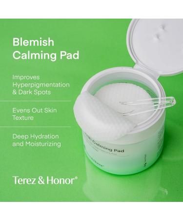 Terez & Honor Blemish Calming Toner Pads - Korean Facial Cotton Toner with Centella Asiatica Niacinamide & Hyaluronic Acid - 180 Pads + 5mL Bonus - Buy Online on SooperMarket.com