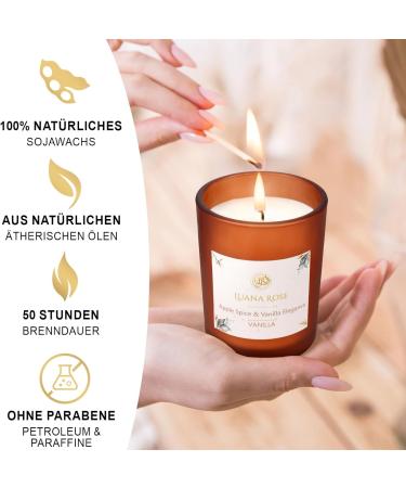Luana Rose Fragrance Candle Gift Set - 2x200g Aromatherapy 100% Natural Soy Wax Long-Lasting Vanilla & Apple - Perfect High-Quality Gifts for Women - Buy Online on SooperMarket.com
