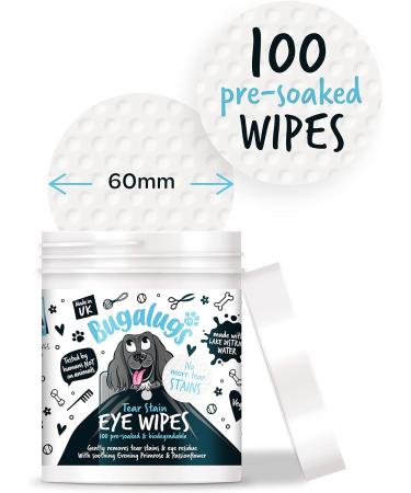 BUGALUGS Dog Eye Wipes 100 Biodegradable textured pre-soaked Dog Wipes. Safe & Easy Cleaning For Dogs - Pet Eye Wipes Remove Tear Stains Dog Eye Crust & Eye Discharge - Buy Online on SooperMarket.com